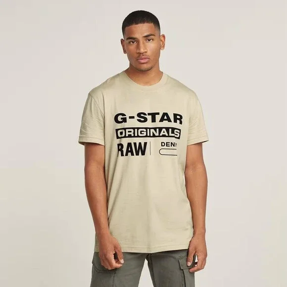 G‑Star RAW Men’s Originals T‑Shirt Beige L $45 NWT - Picture 2 of 13